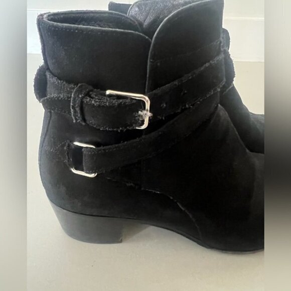Saint Laurent Black Suede Buckle Strap Ankle Boot - Picture 13 of 14
